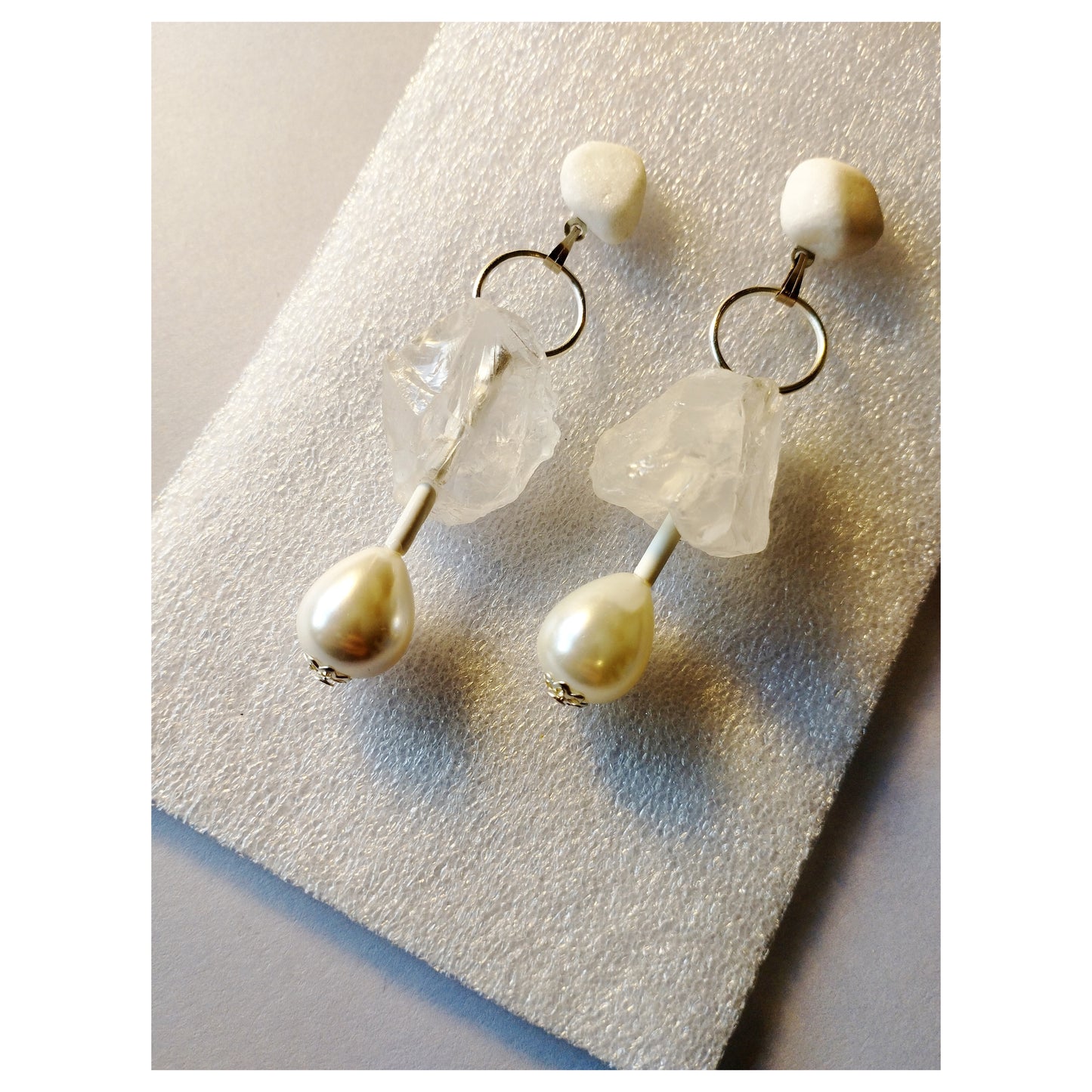 Pebble + Quartz + Mother of Pearl Earrings