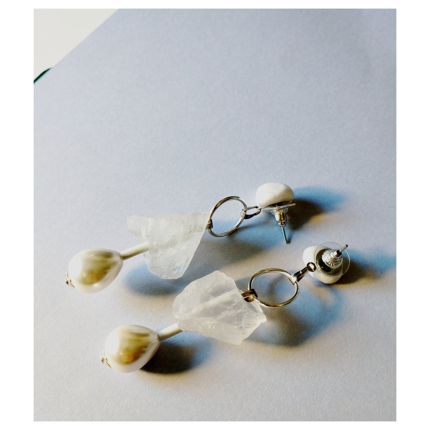 Pebble + Quartz + Mother of Pearl Earrings