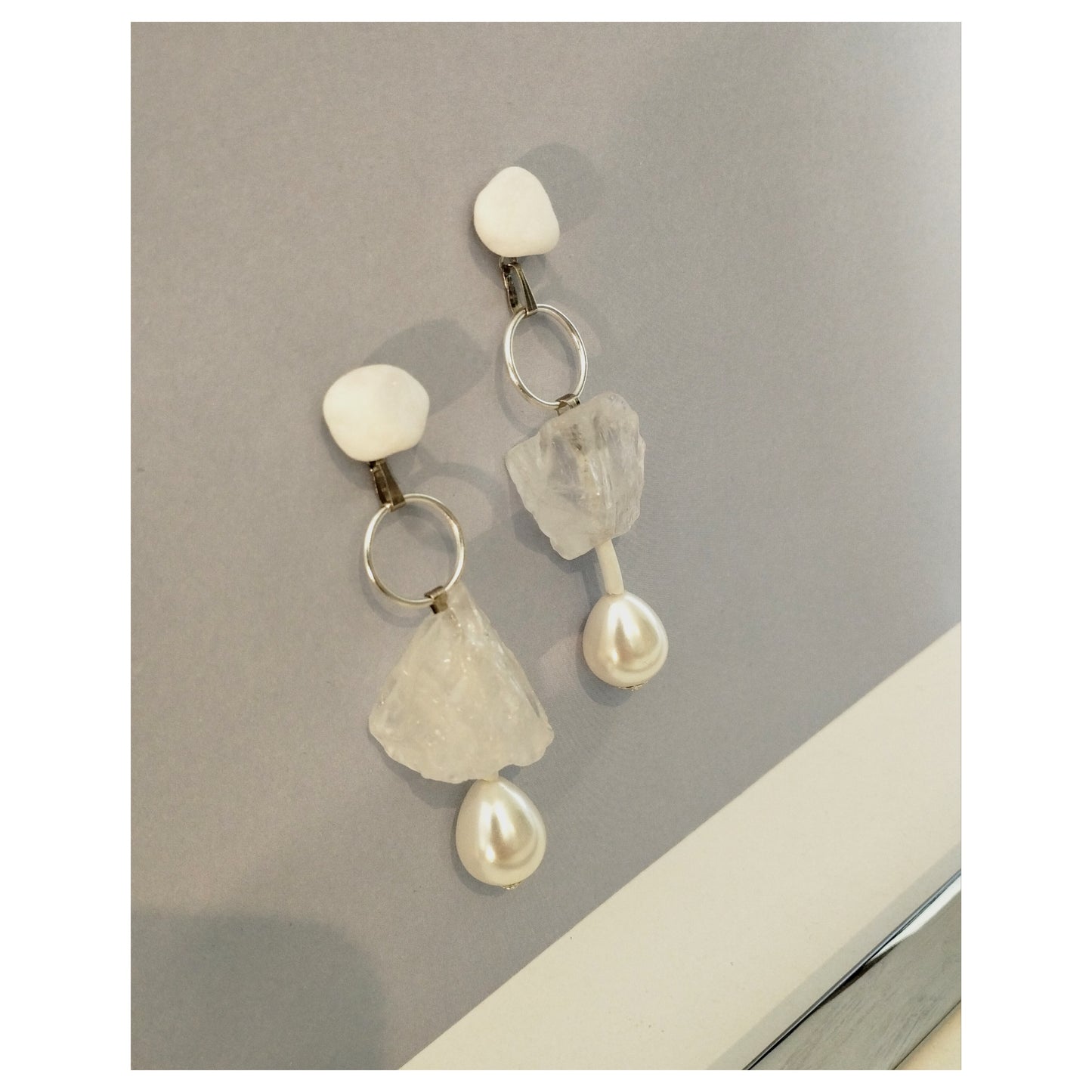 Pebble + Quartz + Mother of Pearl Earrings