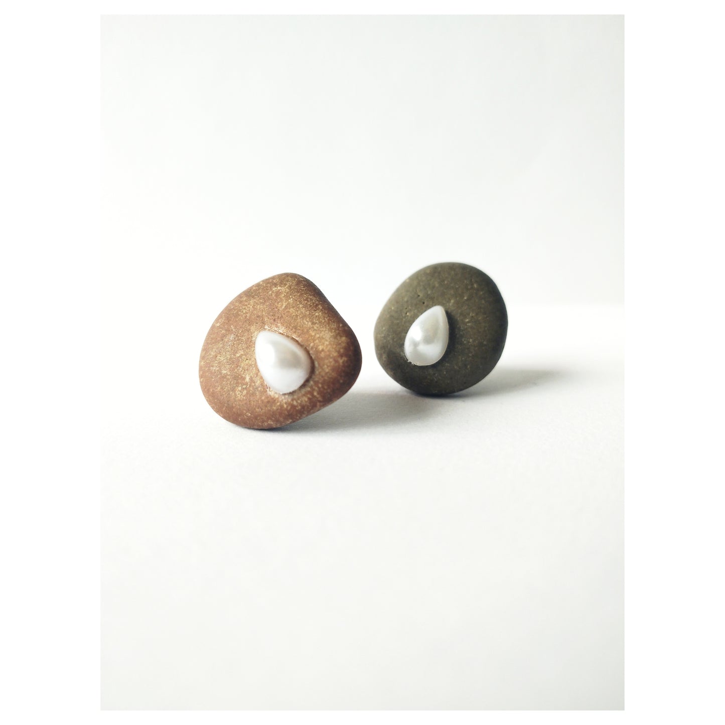 Pebble + Acrylic Pearl Earrings