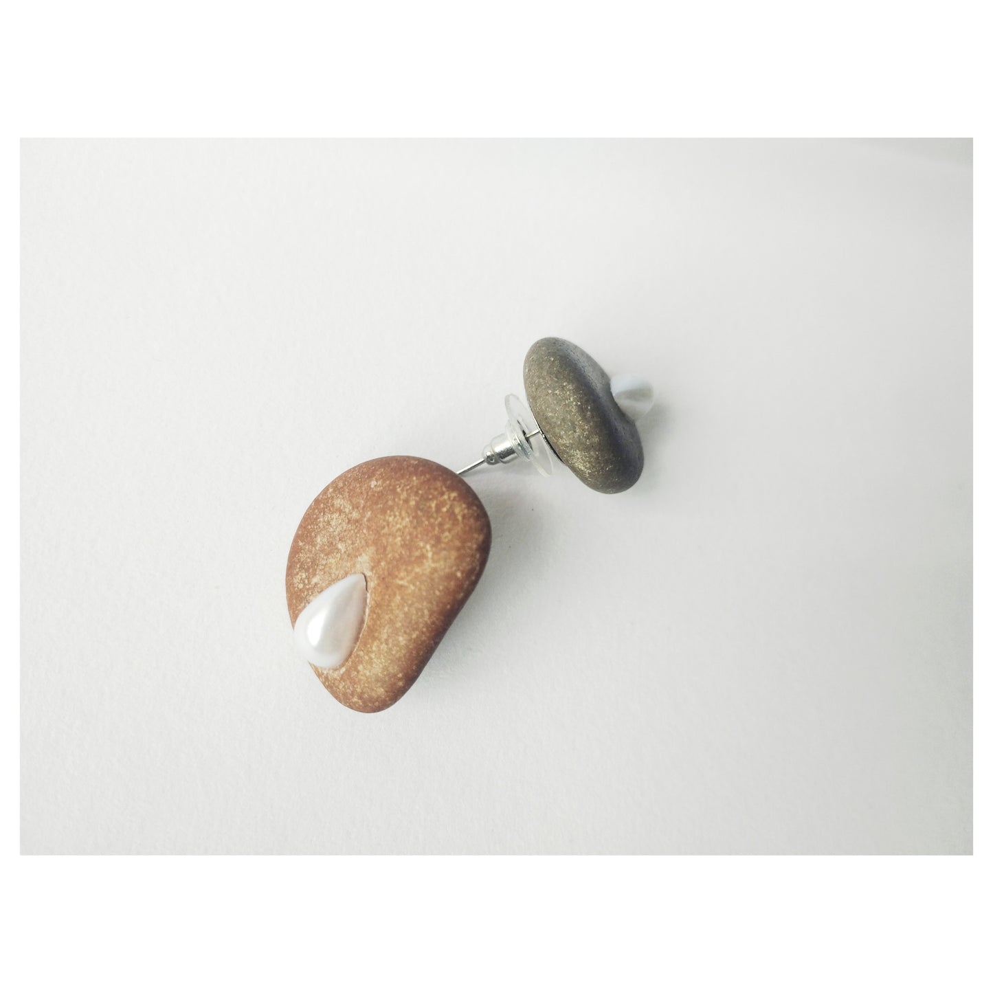 Pebble + Acrylic Pearl Earrings