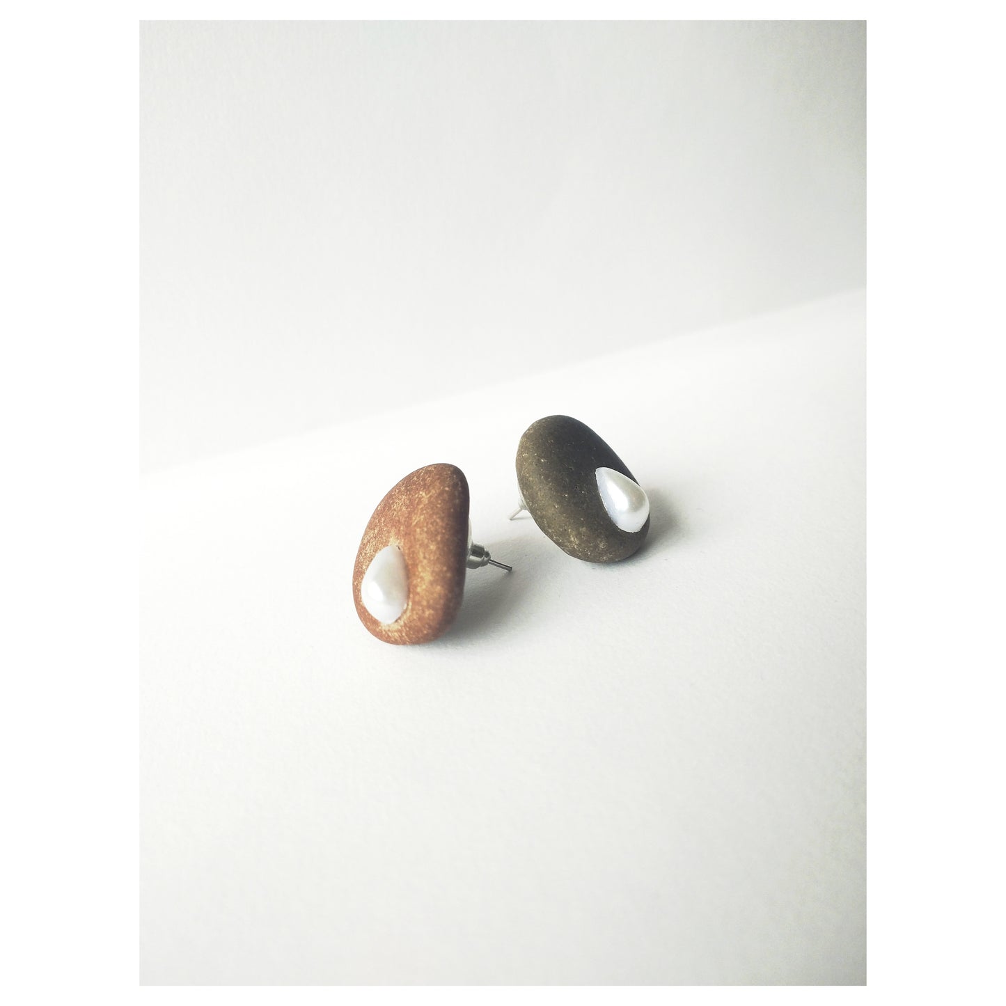 Pebble + Acrylic Pearl Earrings